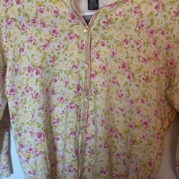 SILX 7/8 sleeve floral cardigan medium - Picture 3 of 4
